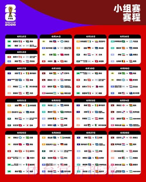 世界杯小组赛赛程中国时间